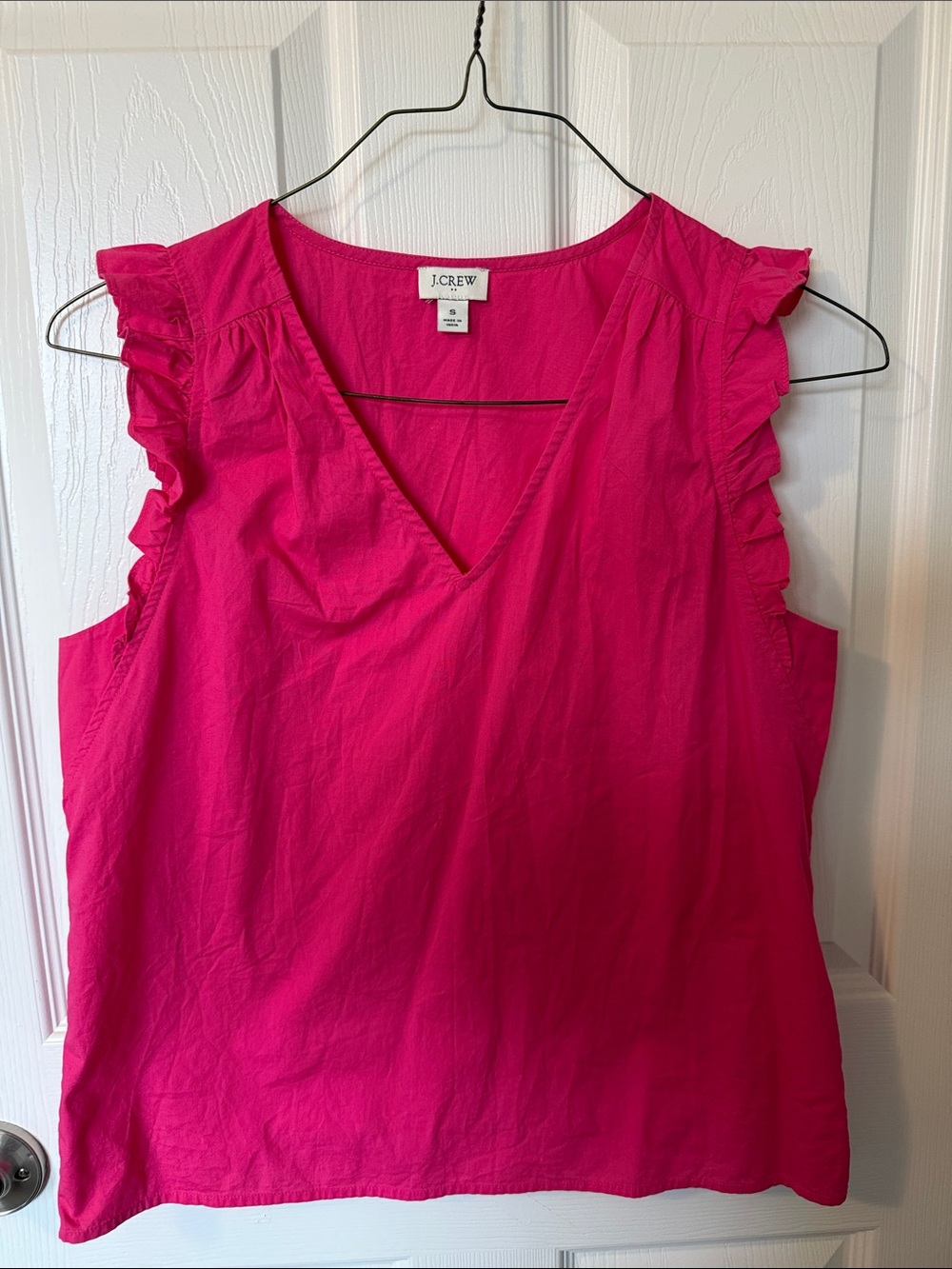 J. Crew Hot Pink Ruffle Sleeve V-Neck Camisole